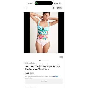 Anthropologie Roegiya Amies Underwire One Piece swimsuit sz L